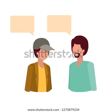 young men with dialog bubble avatar character