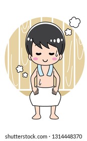 Young men entering the sauna