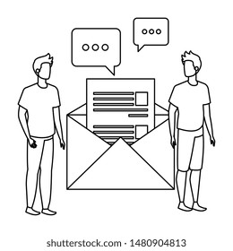 young men with envelope mail