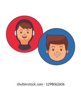 young men faces cartoon