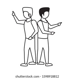 young men friends avatars characters vector illustration design