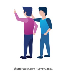 young men friends avatars characters vector illustration design