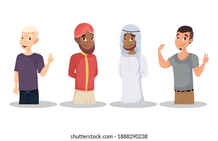 young men group diversity characters vector illustration design