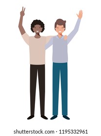 young men with hands up avatar character