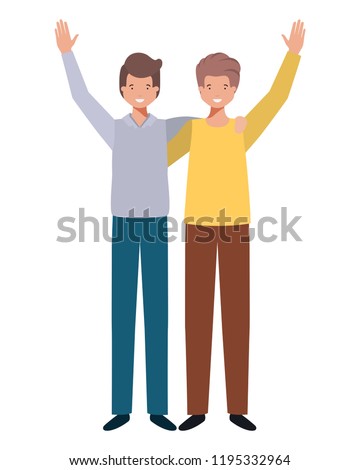 young men with hands up avatar character