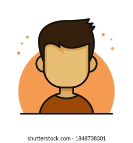 Young Men Head Avatar Icon Filled Line Style. Boy Person Avatar Logo Vector. Male Profile Symbol Illustration. People Cartoon Character User Profile
