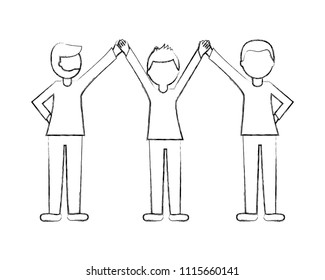 young men holding hands isolated icon