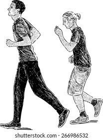 Young men for a jog
