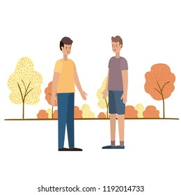 young men with landscape avatar character