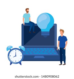 young men with laptop characters