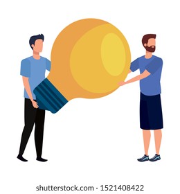 young men with light bulb avatar character vector illustration design