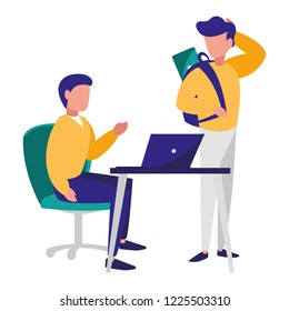 young men in the office with laptop
