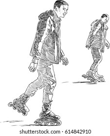 young men on the roller skates