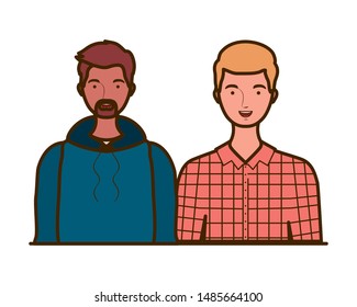 young men on white background