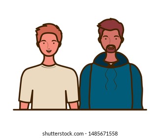 young men on white background