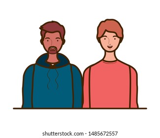 young men on white background