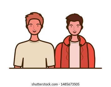 young men on white background
