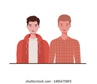 young men on white background