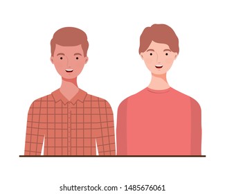 young men on white background