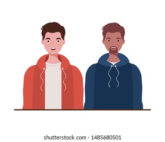 young men on white background