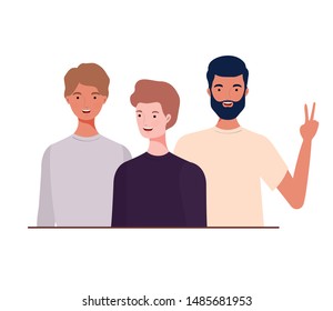 young men on white background