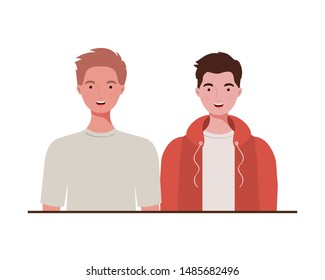 young men on white background