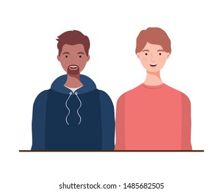 young men on white background