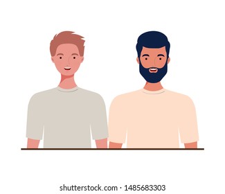 young men on white background