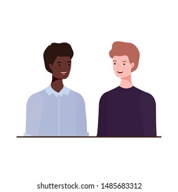 young men on white background