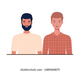 young men on white background