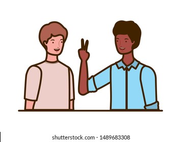 young men on white background