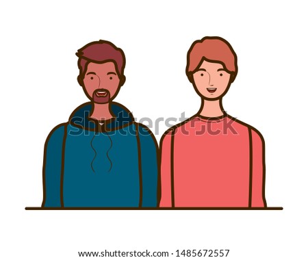 young men on white background