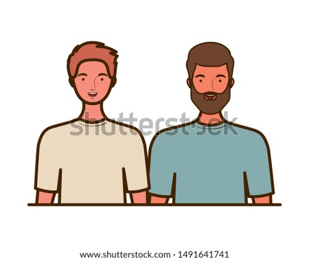 young men on white background