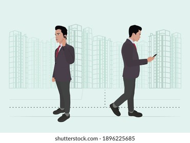 Hombres jóvenes con vector de teléfono