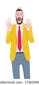 Jóvenes levantan la mano para atemorizar al personaje de historietas vectoriales Style