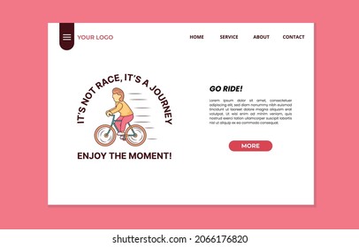 Young men rides a bicycle. Online store landing page concept, website layout. Eco-friendly transport, vehicle. Cute cartoon vector illustration isolated on white