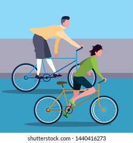 young men riding bike avatar character