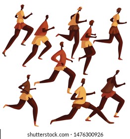 young men are running. a group of men compete in running. men run in sportswear