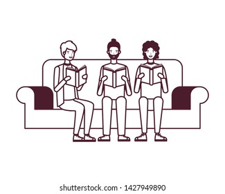 young men sitting in chair with white background