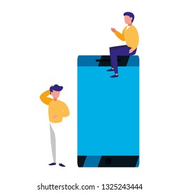 young men with smart phone