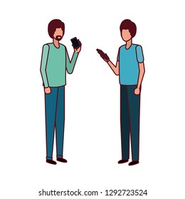 young men with smartphone avatar character