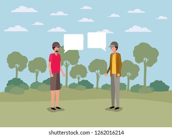 young men with in speech bubble on the camp