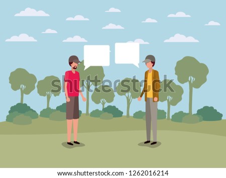 young men with in speech bubble on the camp