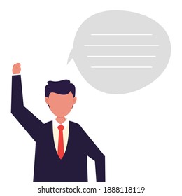 Young men with speech bubble. Vector illustration