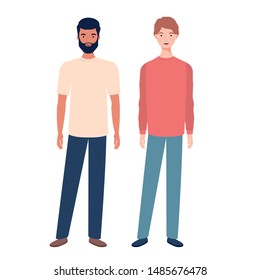 young men standing on white background