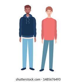 young men standing on white background
