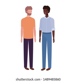 young men standing on white background