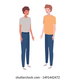 young men standing on white background