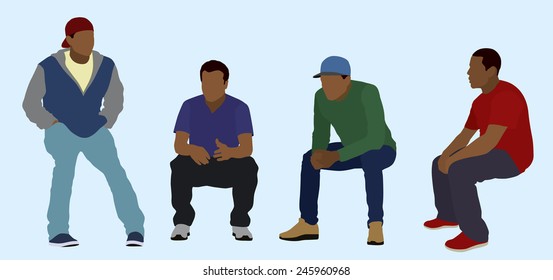 Young Men or Teens Sitting Around Talking