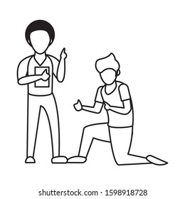 young men using smartphone avatars characters vector illustration design